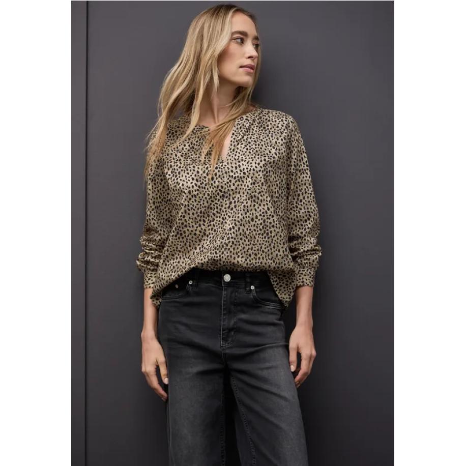 Street One Corduroy blouse in leo look - Bruin