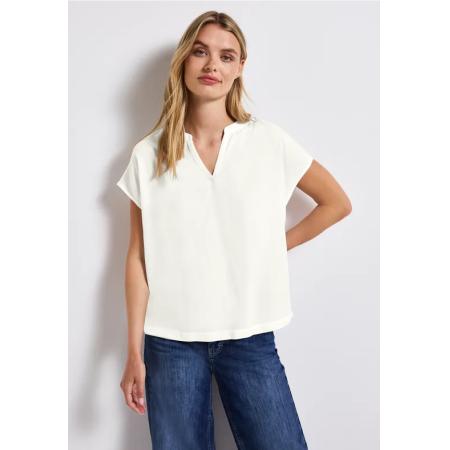 Street One Blouse met gespleten hals in effen kleur