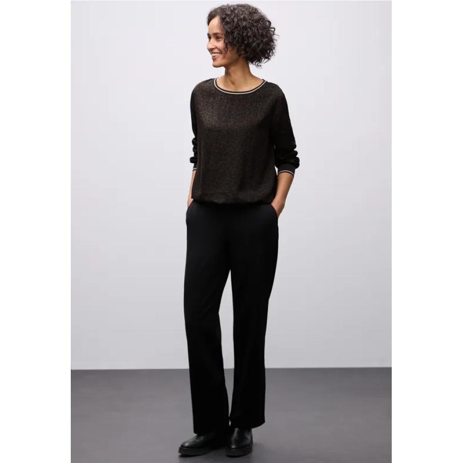 Street One Leo blouse met taping details Bruin