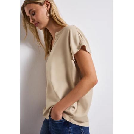 Street One Blouse met gespleten hals in effen kleur