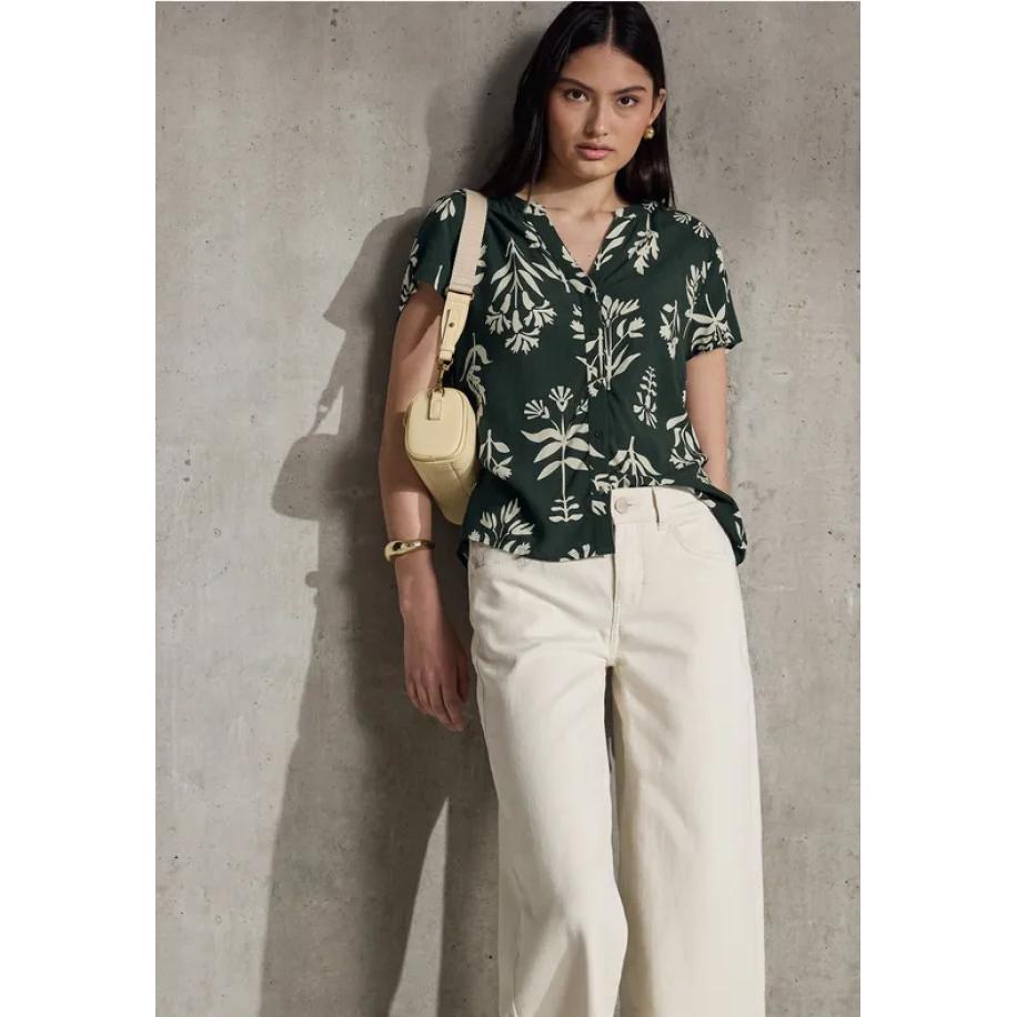 Street One Gedessineerde blouse met korte mouwen Groen