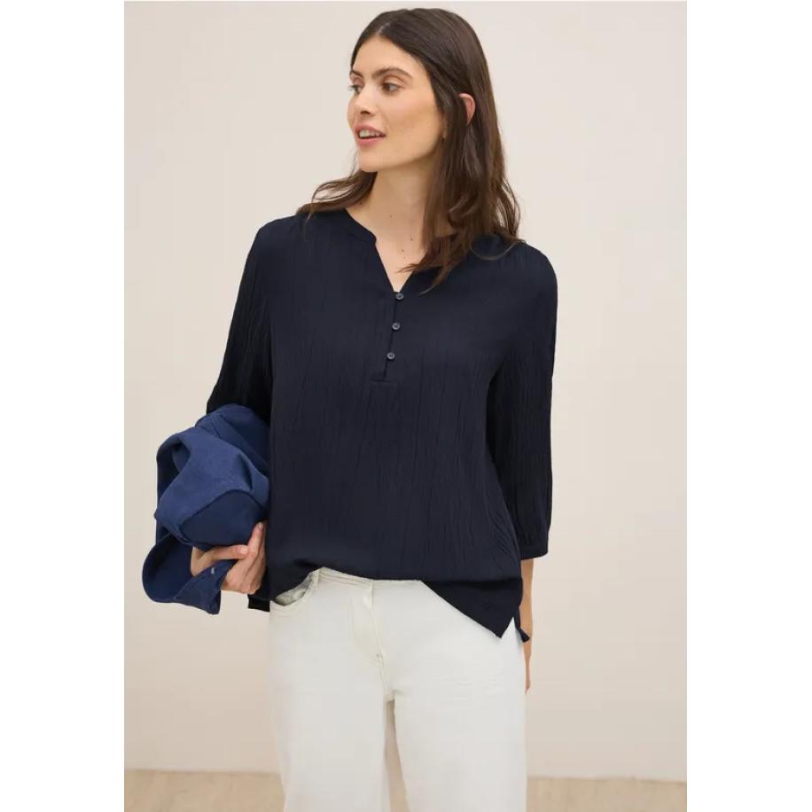 CECIL Gestructureerde blouse in effen kleur Blauw