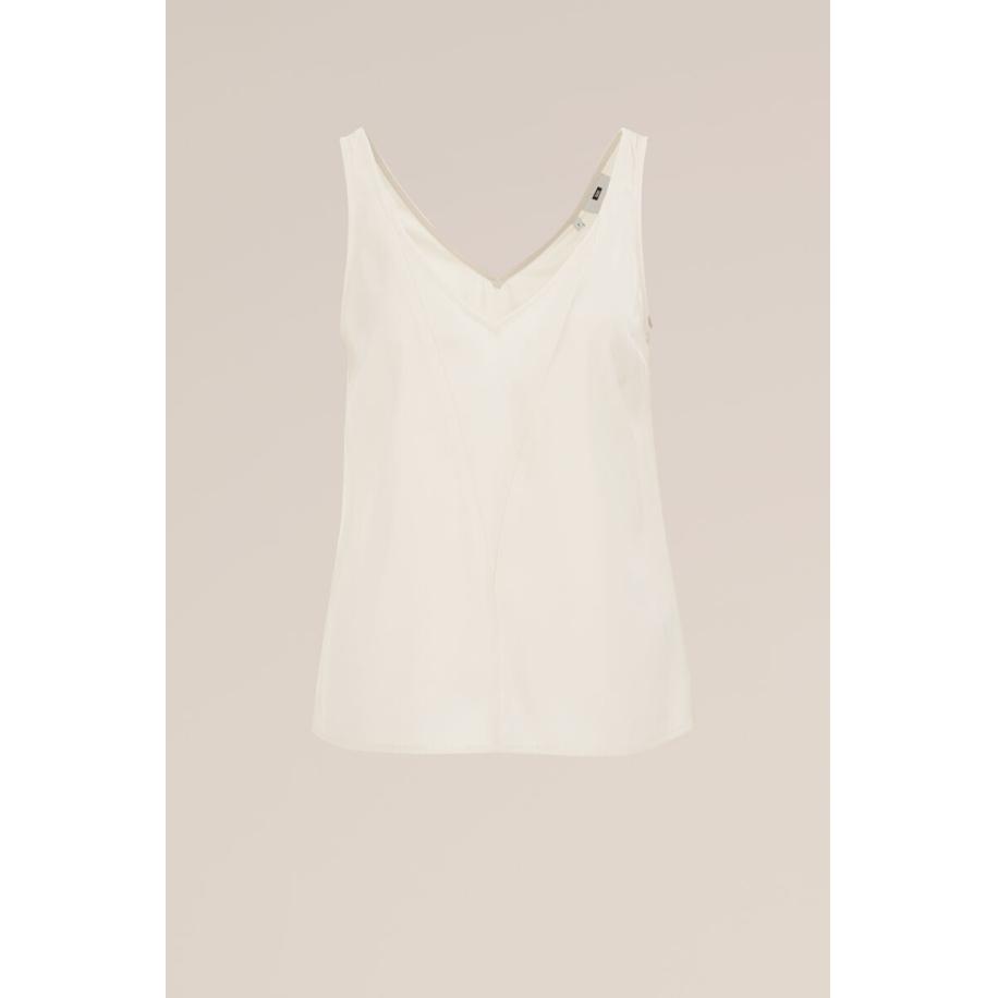 WE Fashion Dames singlet met V-hals - Regular fit - Beige - Viscose - Maat: M Bruin