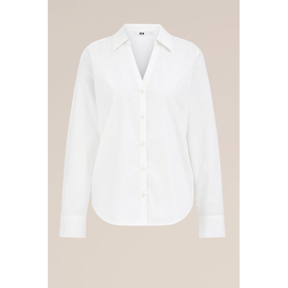 WE Fashion Dames blouse met V-hals - Regular fit - Gebroken wit - Katoen - Maat: M Wit