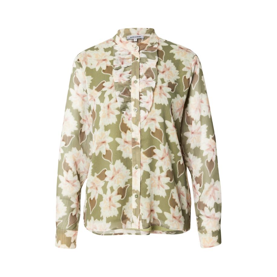More & More MORE & MORE Blouse bruin / lichtgroen / oudroze / wit -