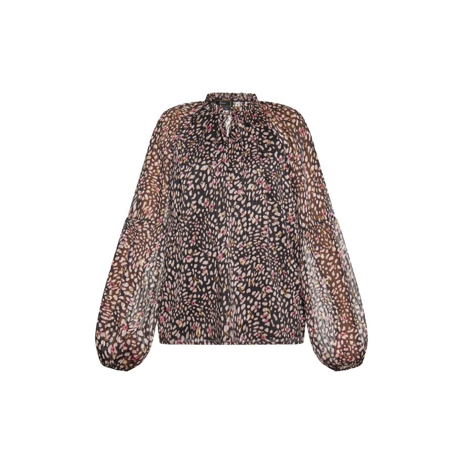 Faina faina Blouse donkerbeige / goud / pink / zwart -