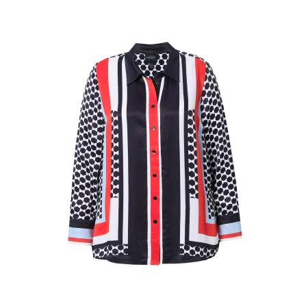 Ulla Popken Ulla Popken Blouse navy / lichtblauw / knalrood / wit