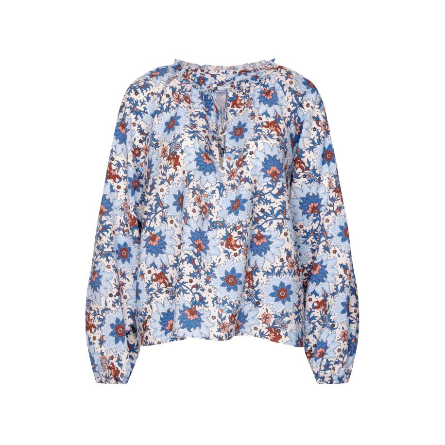 Seidensticker SEIDENSTICKER Blouse Schwarze Rose blauw / lichtblauw / rood -