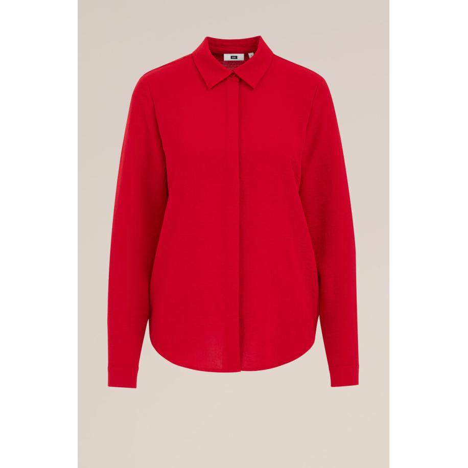 WE Fashion Dames blouse met fijne structuur - Regular fit - Vuurrood - Maat: XS Multicolor