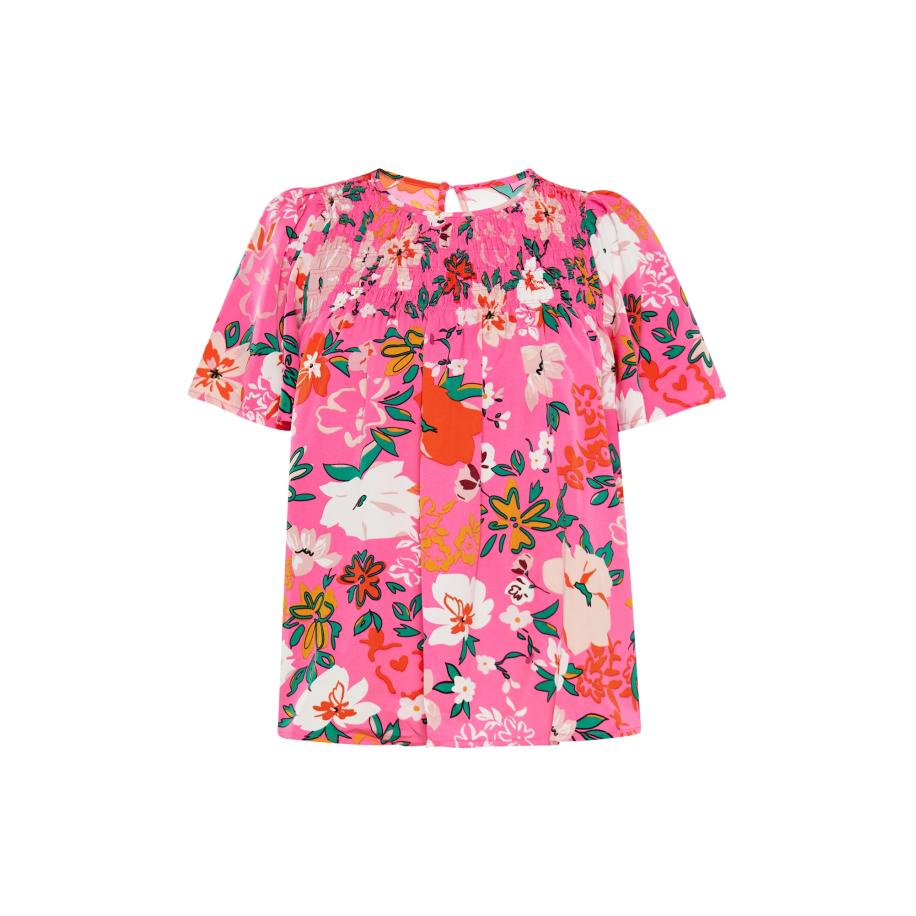 FELIPA FELIPA Blouse Fashion Look groen / kreeft / pink / wit -