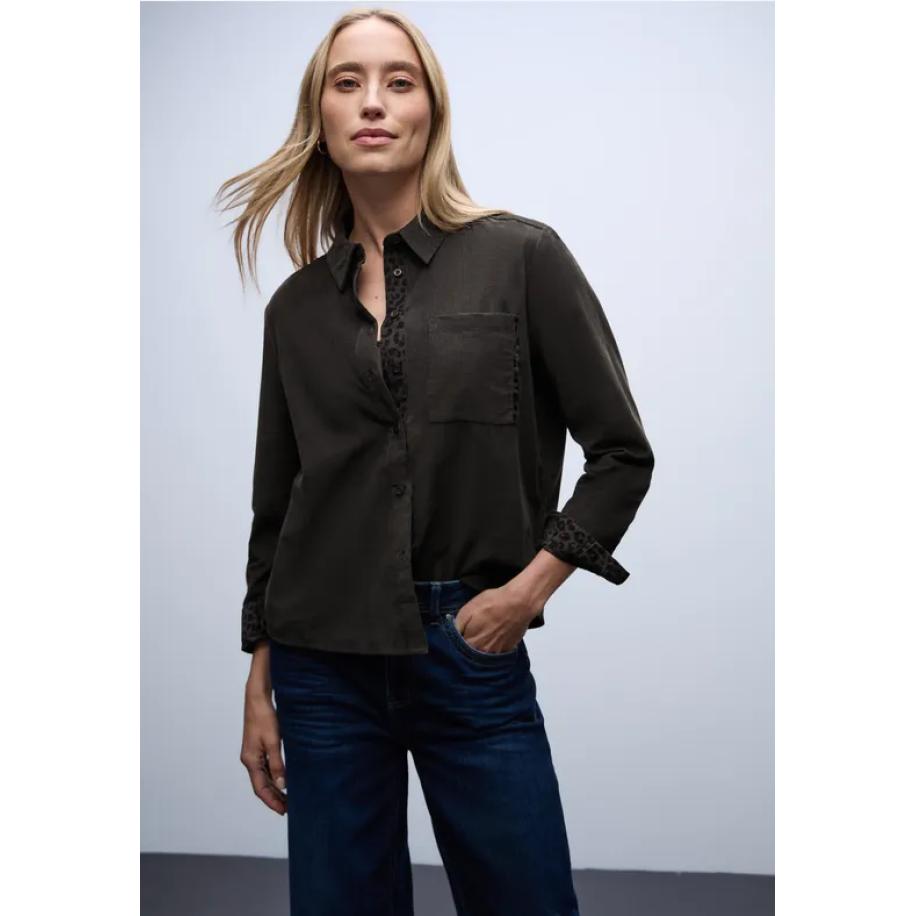 Street One Corduroy blouse met tape details Bruin