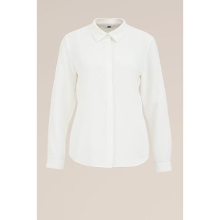 WE Fashion Dames blouse met fijne structuur - Regular fit - Gebroken wit - Maat: XS