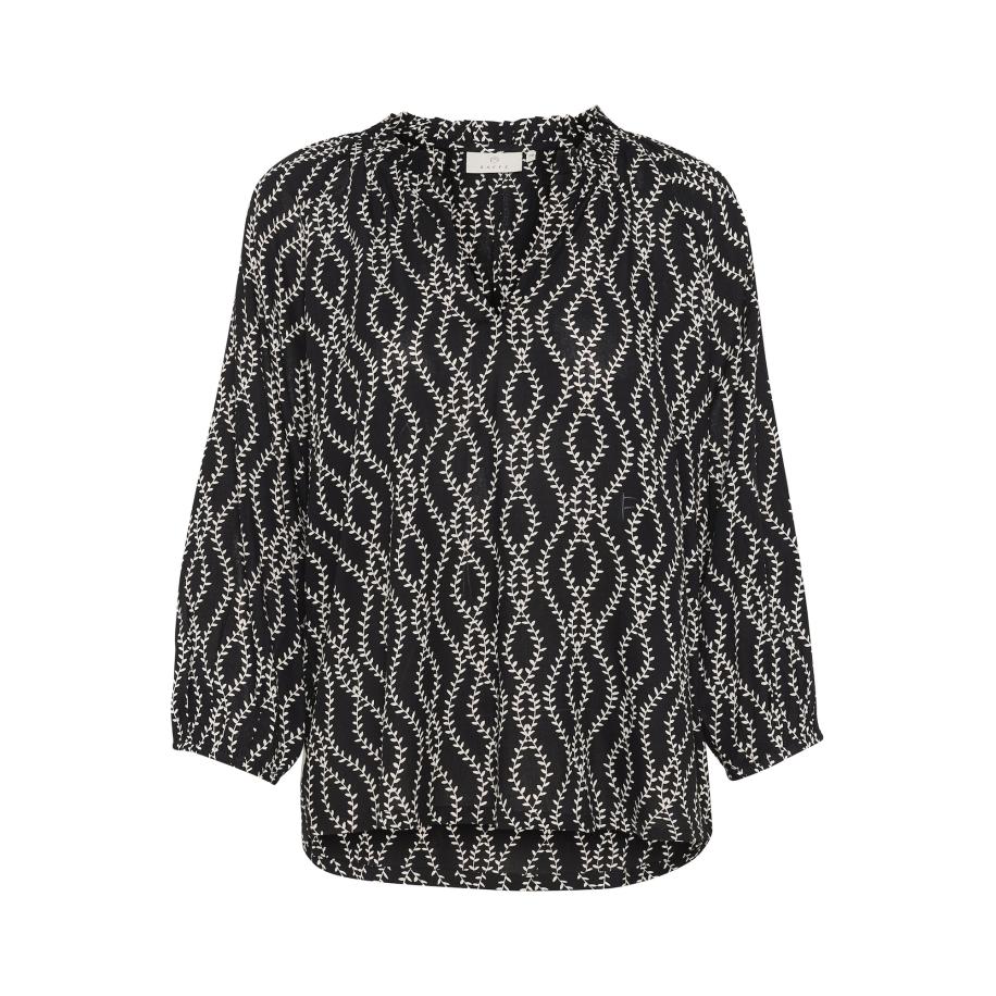 Kaffe Blouse KA Sigrid zwart / wit Zwart