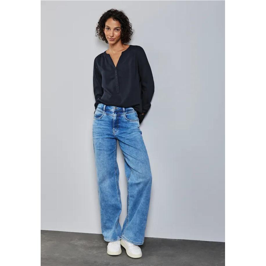 Street One Blouse in effen kleur Blauw