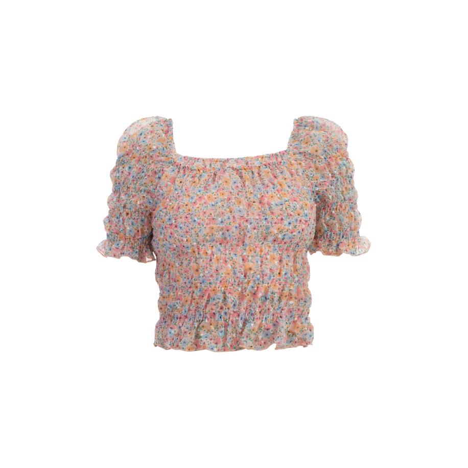 MYMO MYMO Blouse hemelsblauw / perzik / rosa / wit -