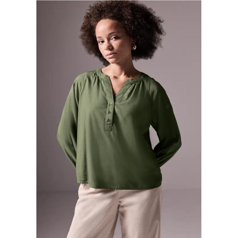 Street One Raglan blouse in effen kleur Groen