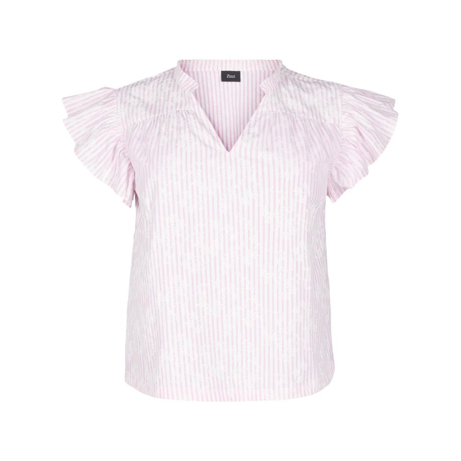 Zizzi Zizzi Blouse Vkatja rosa / wit -