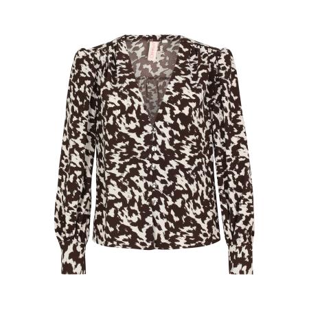 Only Only Petite Blouse ONLCATYTHALIA donkerbruin / wit