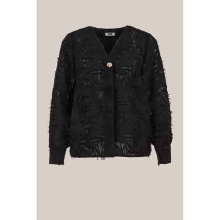 WE Fashion Dames blouse met jacquard-dessin - Regular fit - Zwart - Maat: XL