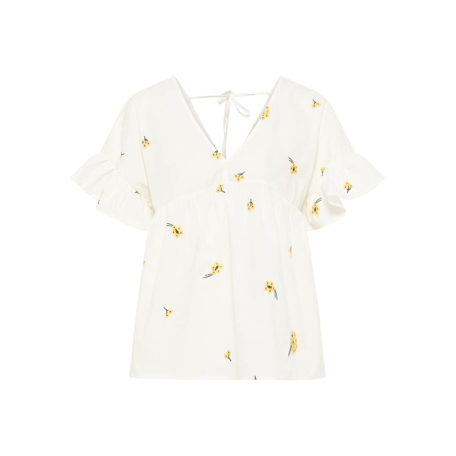 DreiMaster DreiMaster Vintage Blouse geel / donkergroen / natuurwit -