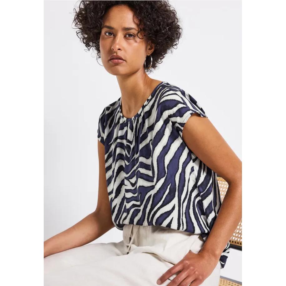 Street One Blouse met rimpels Blauw