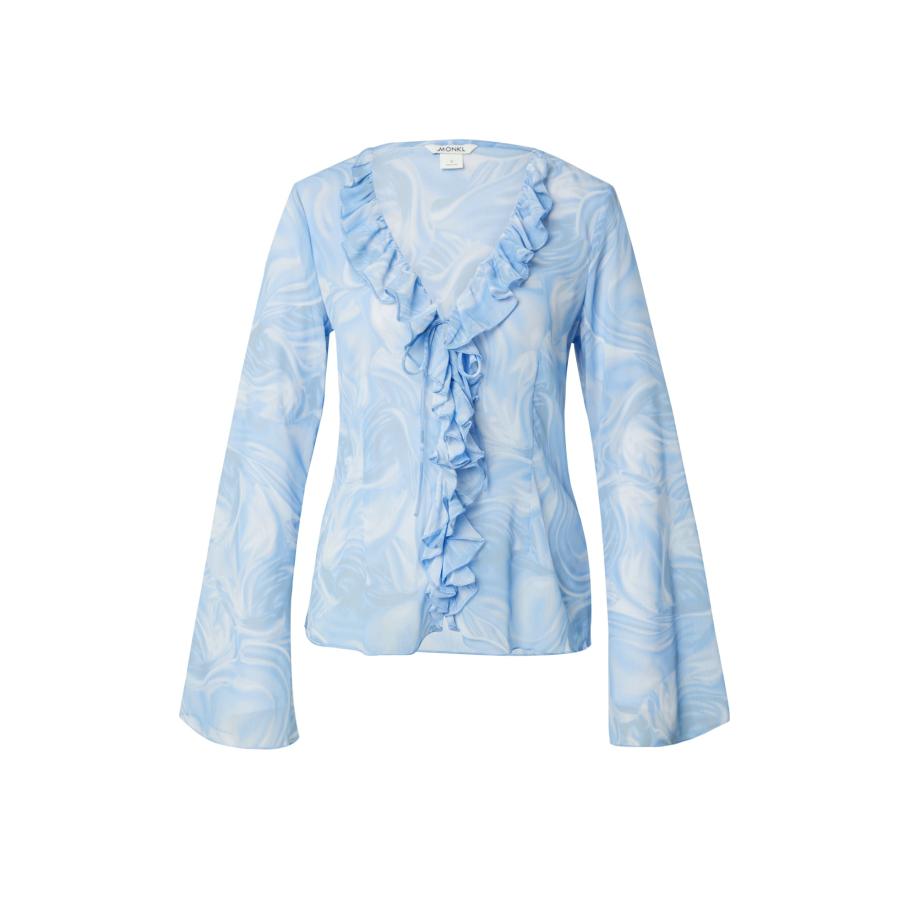 Monki Monki Blouse lichtblauw / wit -