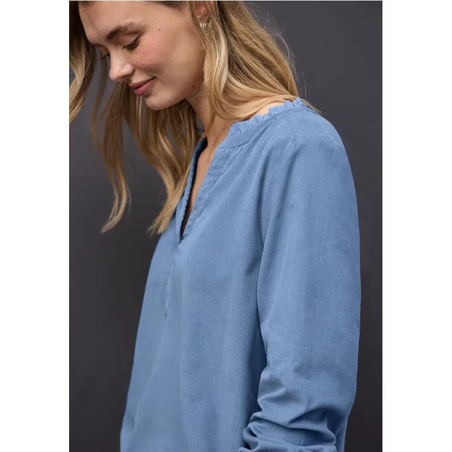 Street One Corduroy blouse met ruches - Blauw