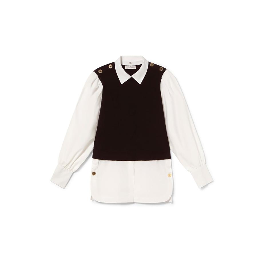 Lola Casademunt Lola Casademunt Blouse bruin / wit -