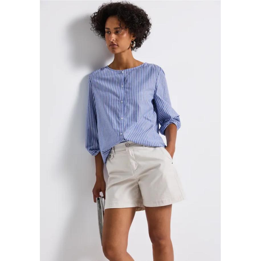 Street One Gestreepte blouse met glitter Blauw