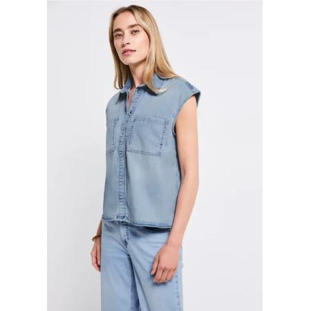 Street One Blouse van denim met gebleekte look