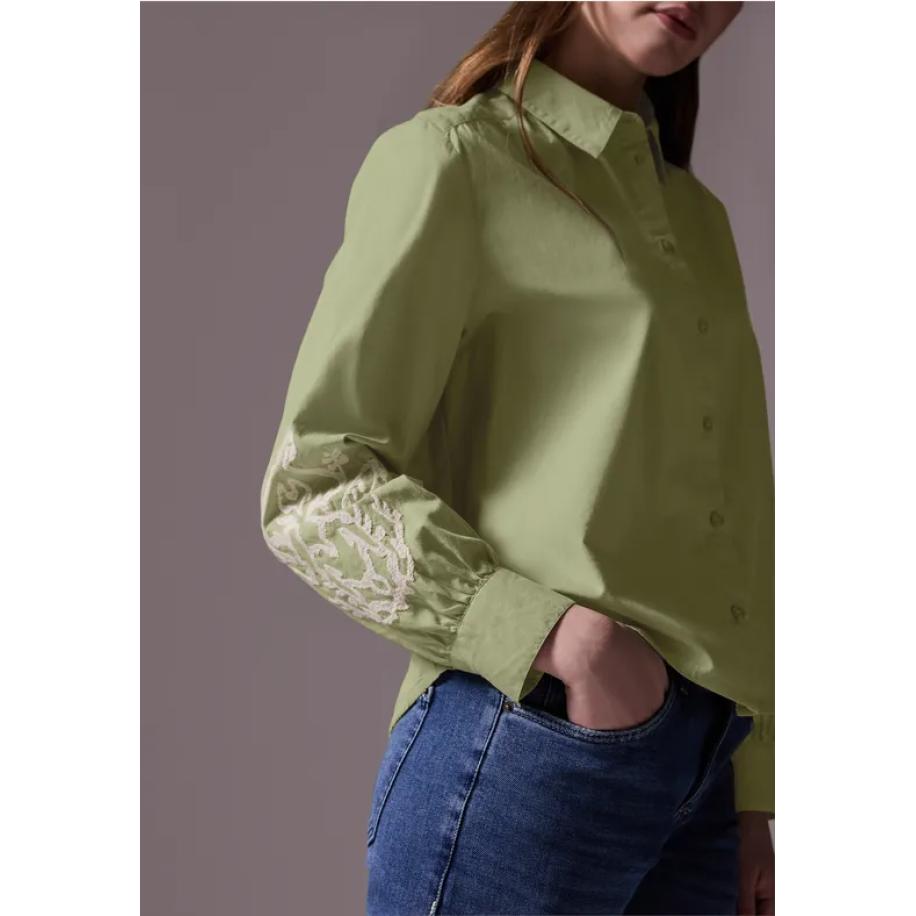 Street One Overhemd blouse met borduursel Groen