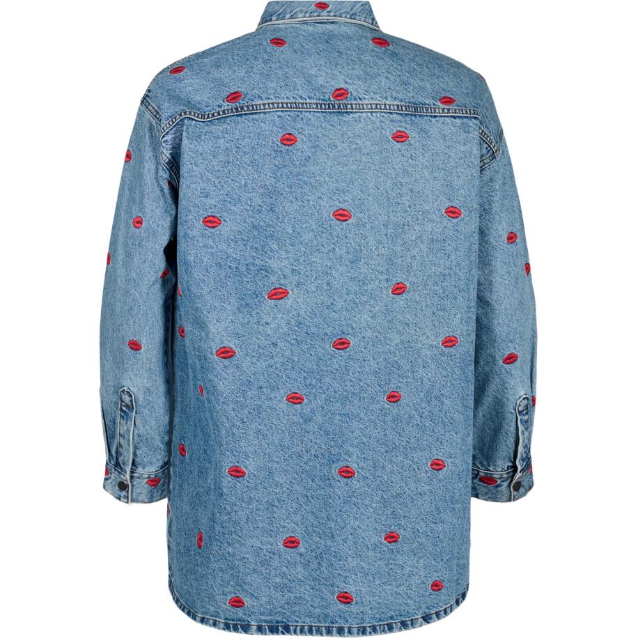 Zizzi Zizzi Blouse FLOWER lichtblauw / bloedrood -