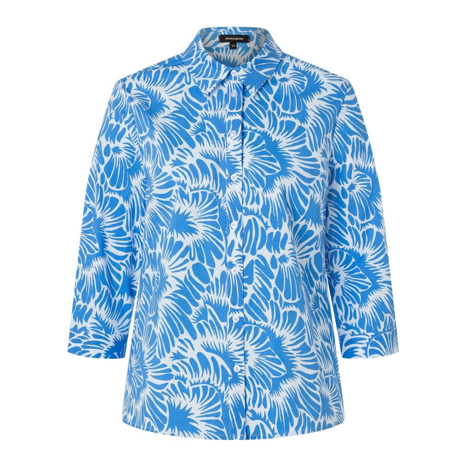 More & More MORE & MORE Blouse azuur / wit -