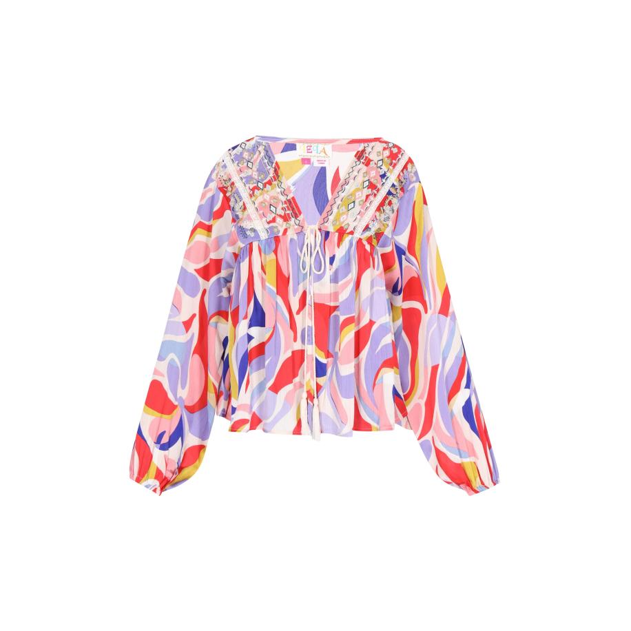 IZIA IZIA Blouse Fashion Look lichtlila / rosa / rood / wit -