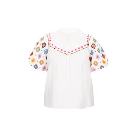 Gaya Gaya Blouse Fashion Look lichtblauw / mosterd / bordeaux / wit