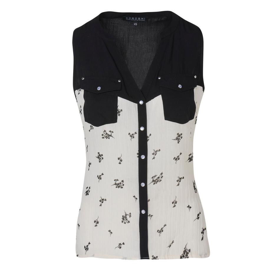 KOROSHI KOROSHI Blouse zwart / offwhite -