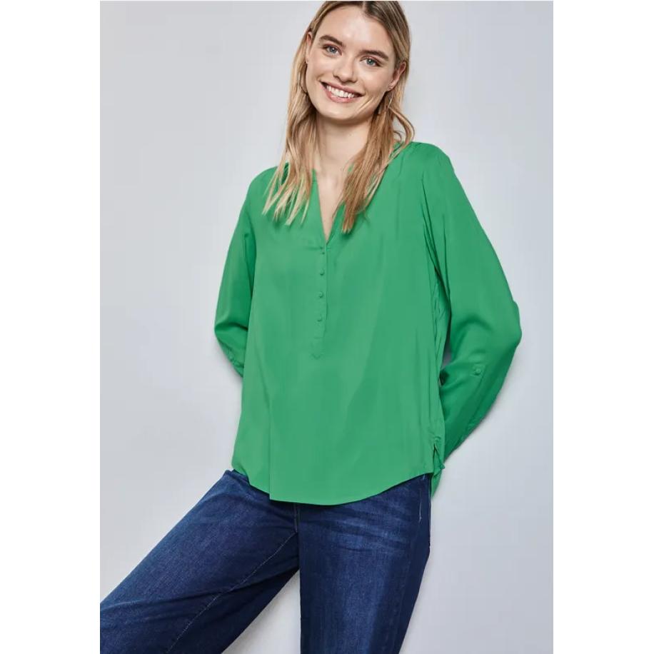 Street One Basic blouse in effen kleur Groen