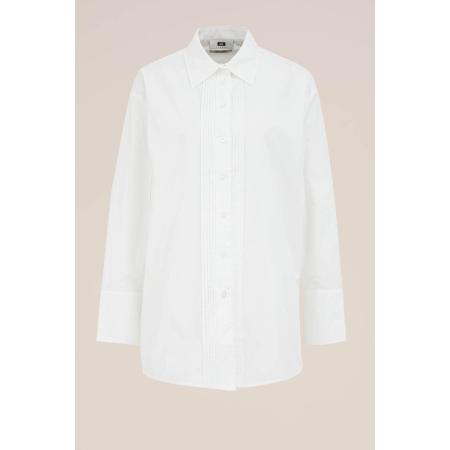 WE Studio dames oversized blouse - THE TUXEDO BLOUSE - Oversized - Wit - Biologisch katoen - Maat: XL