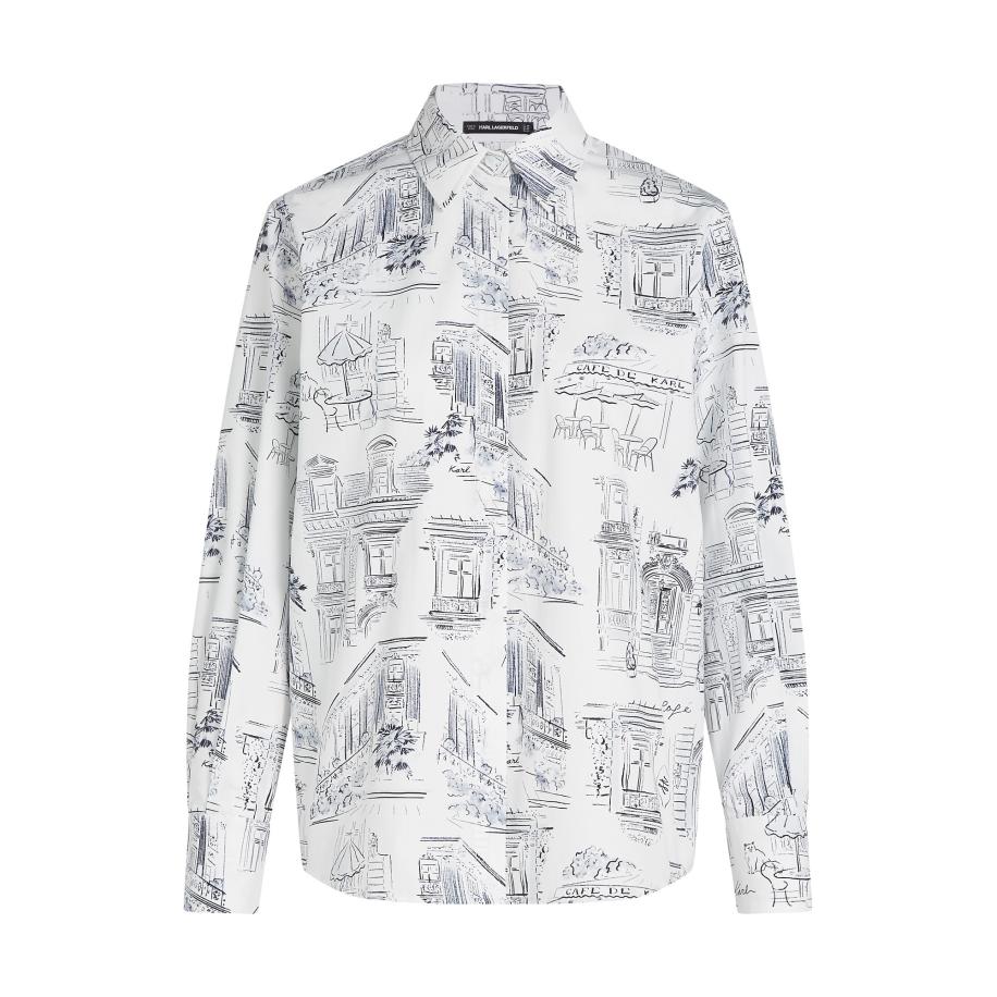 Karl Lagerfeld Karl Lagerfeld Blouse KL x Jorge Parra donkerblauw / zwart / wit -