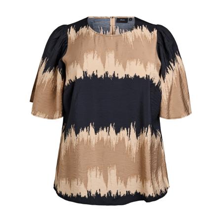 Zizzi Zizzi Blouse Eliv cappuccino / mokka / zwart