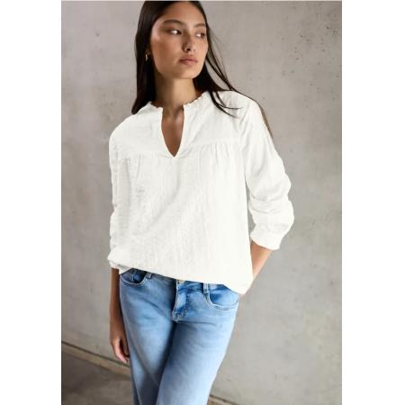 Street One Seersucker blouse met ruches