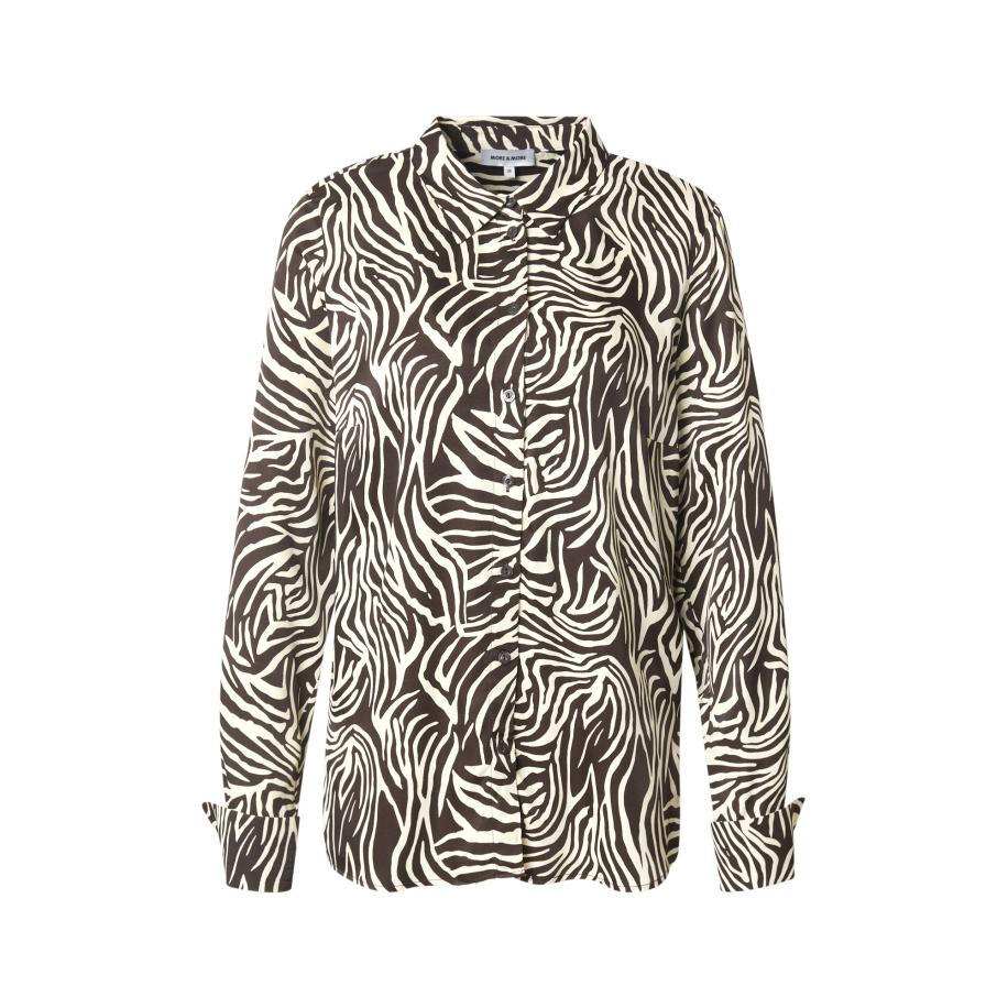 More & More MORE & MORE Blouse donkerbruin / offwhite -