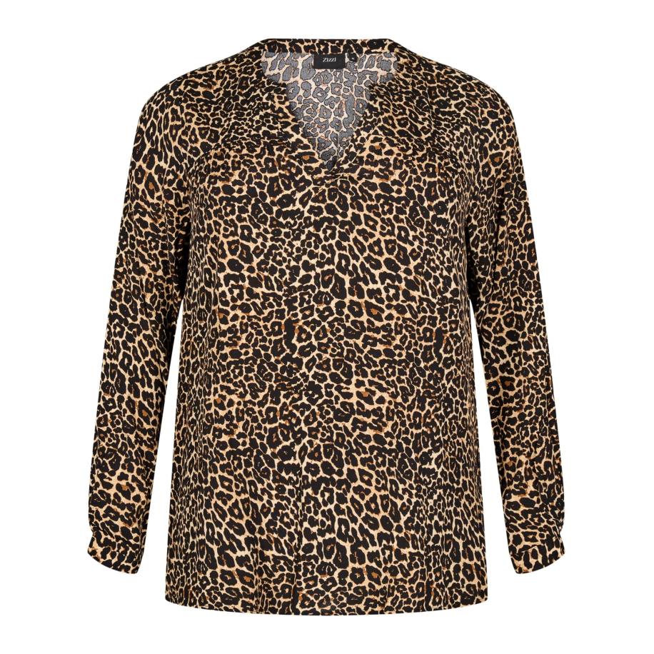 Zizzi Zizzi Blouse Bella bruin / zwart -