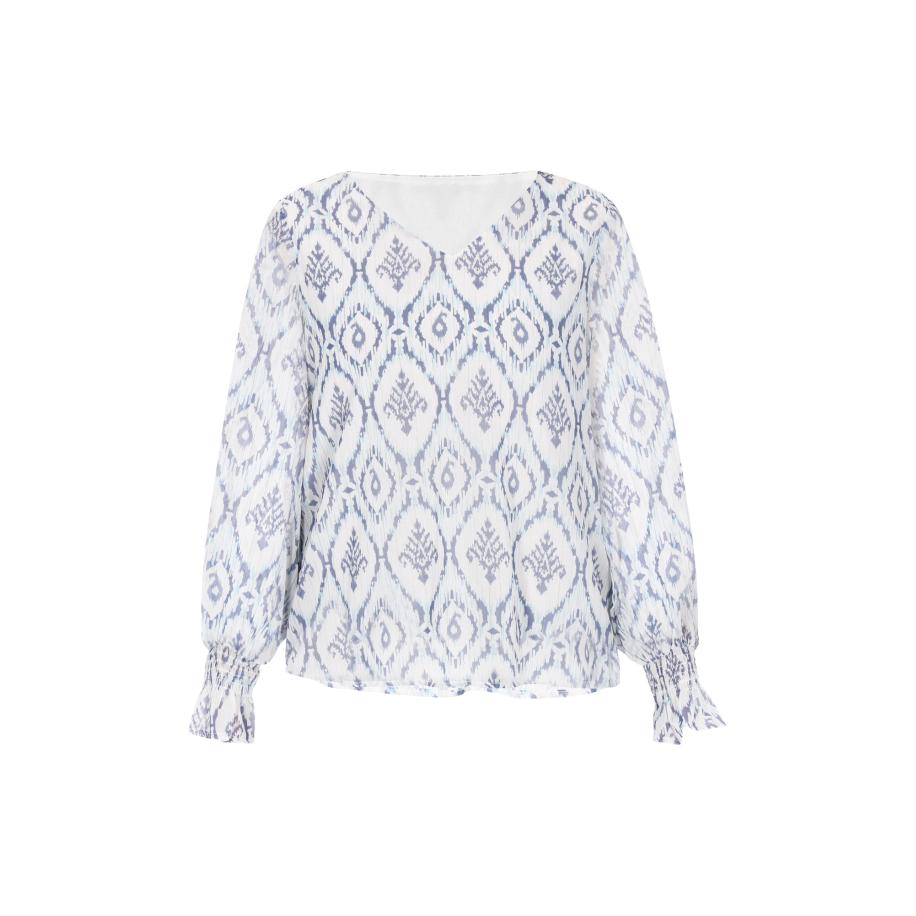 Gaya Gaya Blouse Fashion Look saffier / lichtblauw / wit -