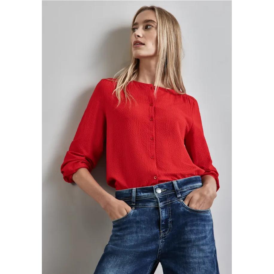 Street One Gestructureerde blouse met borduursel Rood