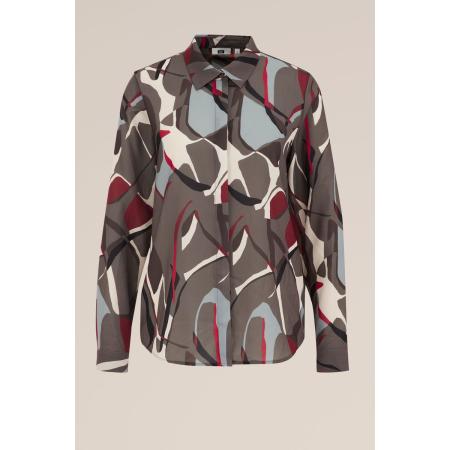 WE Fashion Dames blouse met fijne structuur - Regular fit - Grijsgroen - Maat: XS