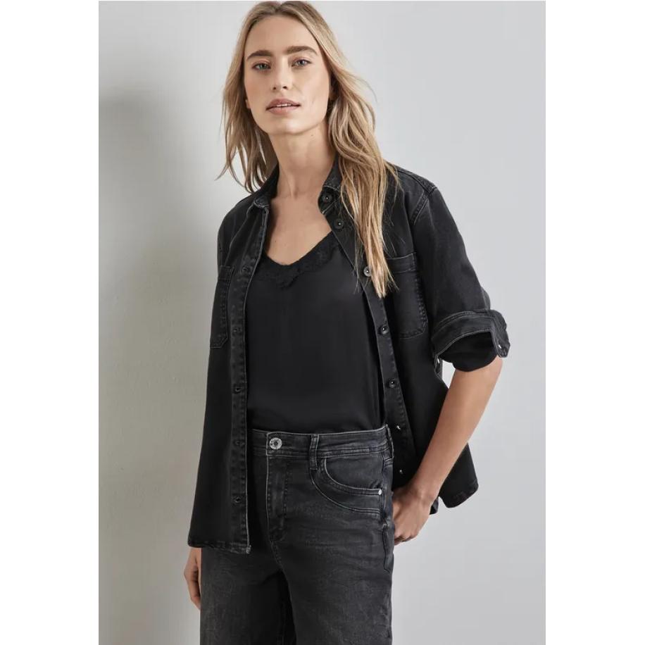 Street One Satijnen blouse top Zwart