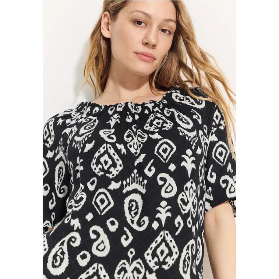 CECIL Carmen blouse met print Zwart