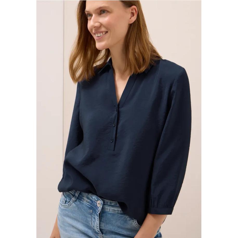 CECIL Lange blouse in effen kleur Blauw