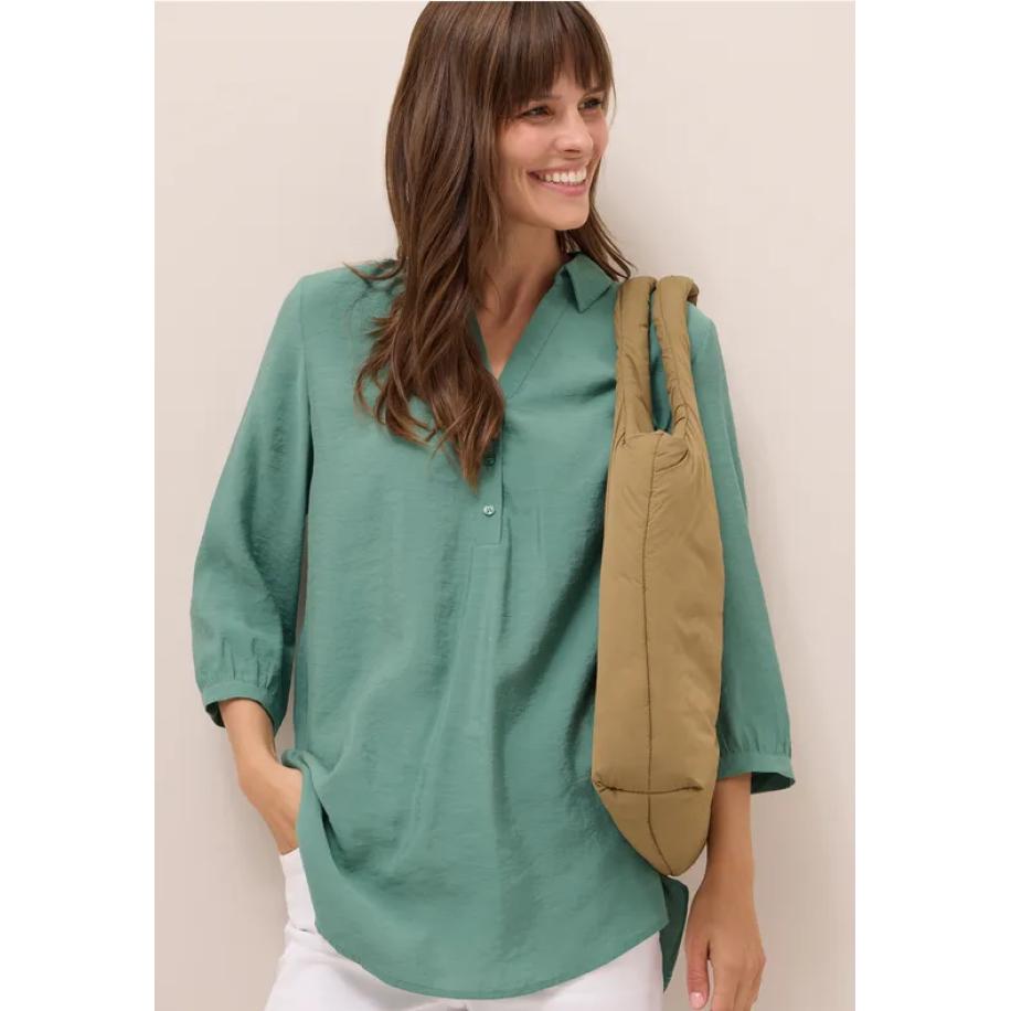 CECIL Lange blouse in effen kleur Groen